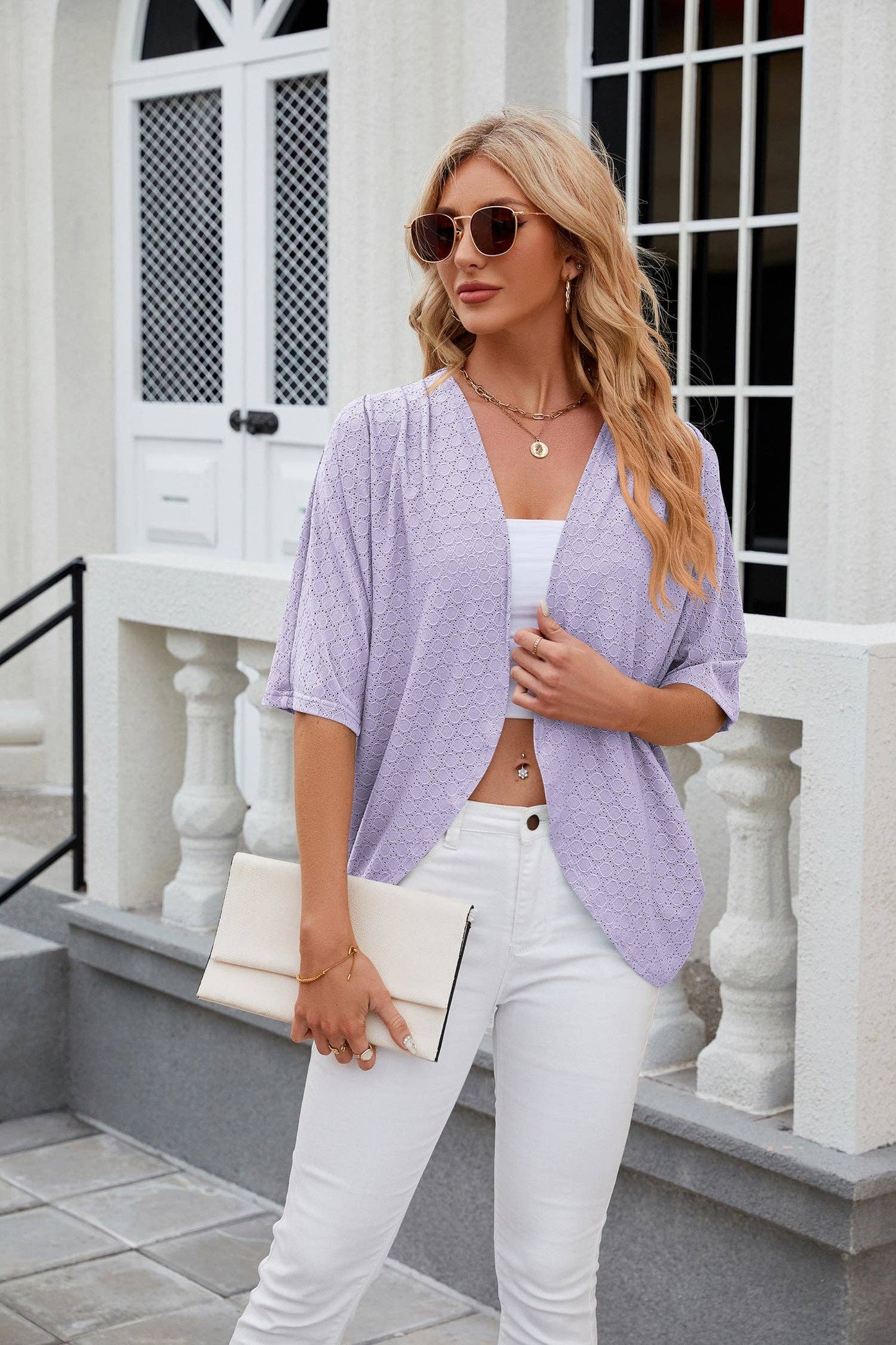 Short Sleeve Lightweight Open Front Knit Cardigan