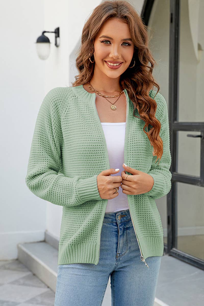 Zip-Up Long Sleeve Cardigan