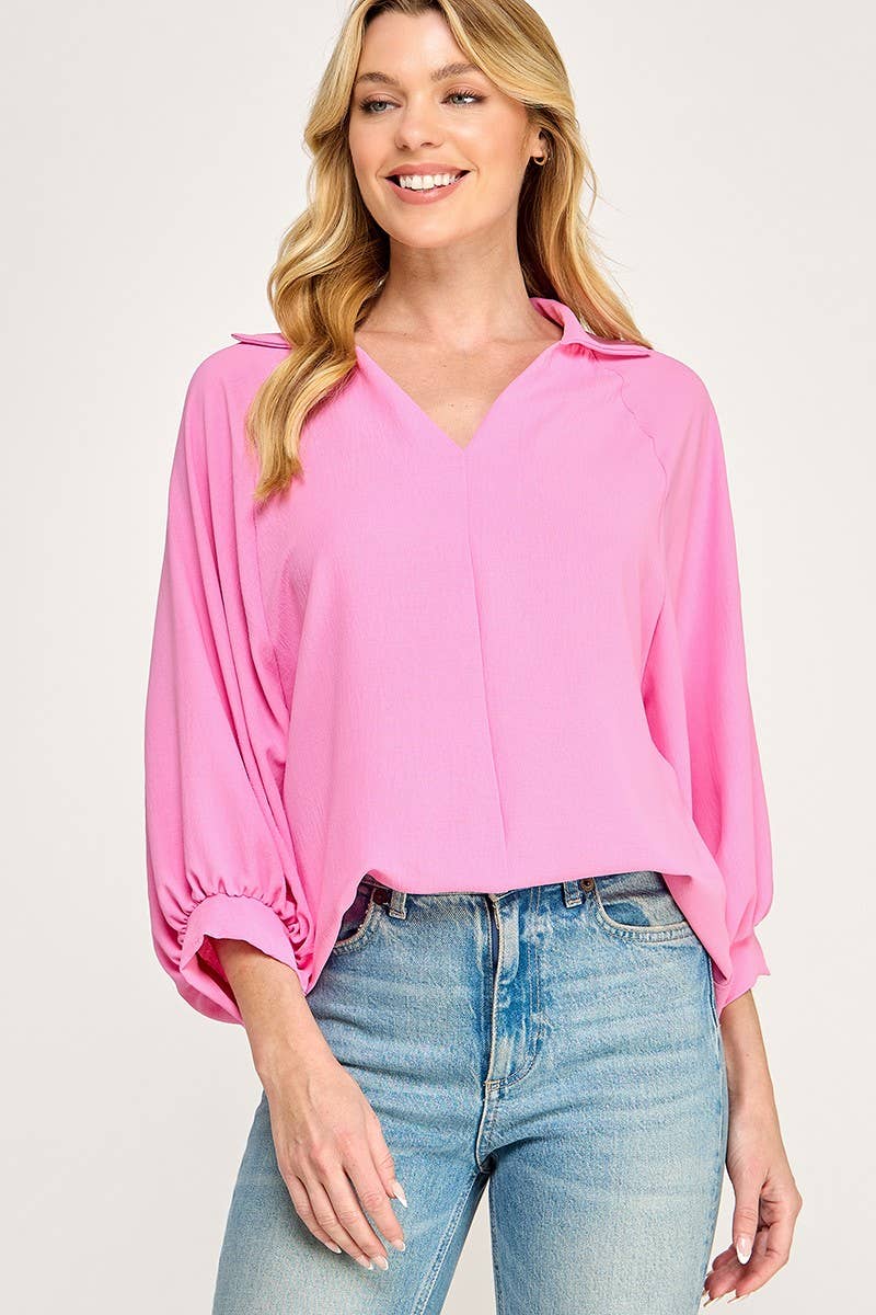 Solid Collared Blouse