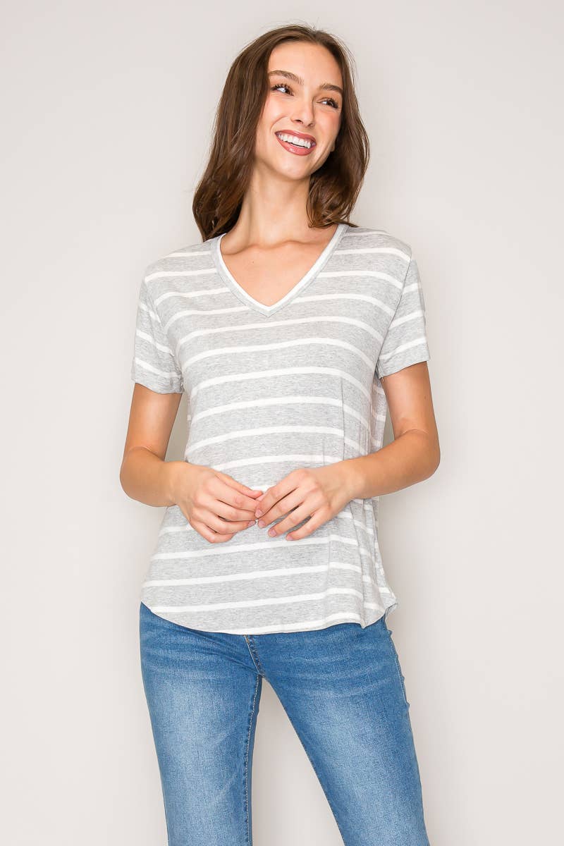 Casual V-Neck Striped Shirt