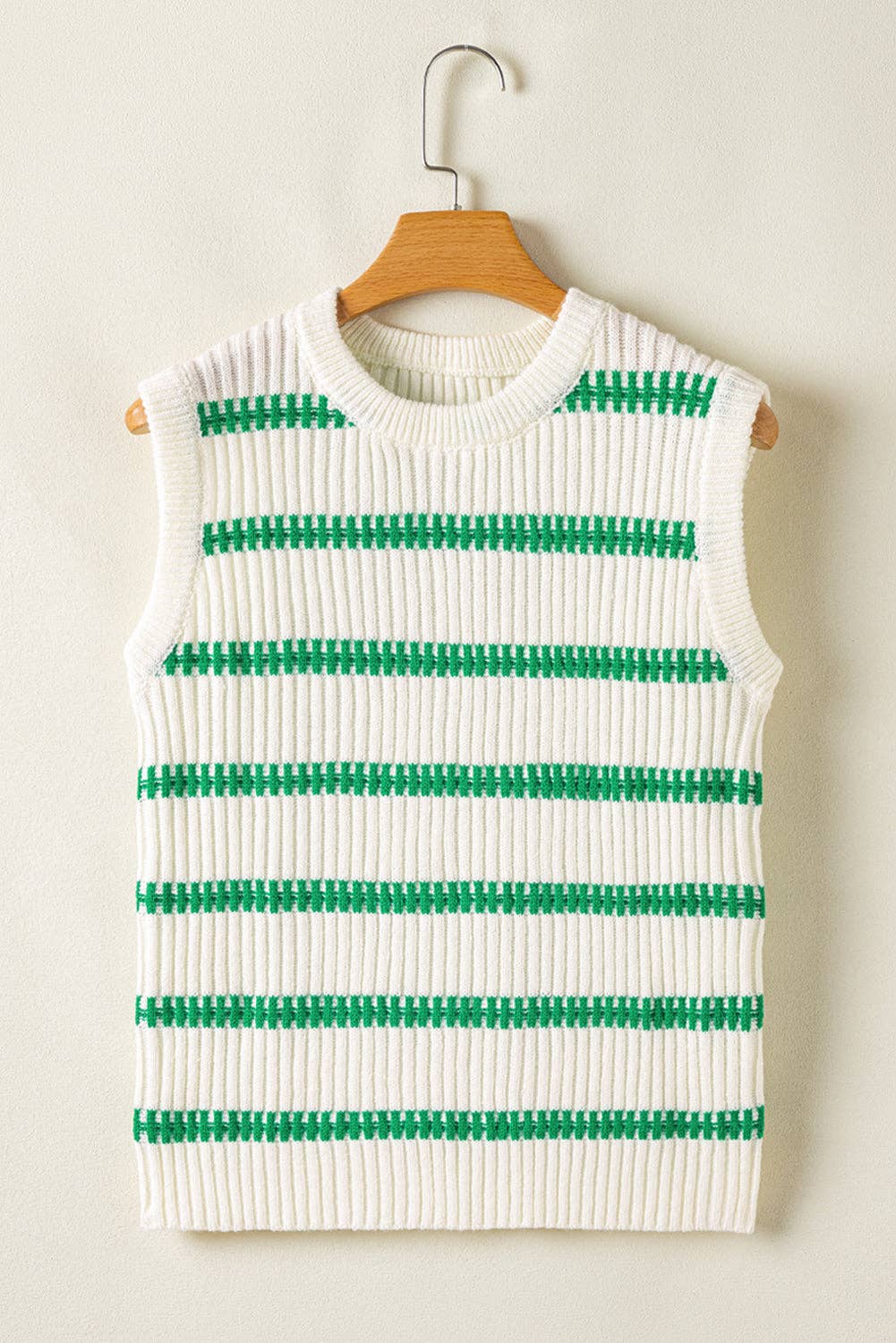 Ivey Striped Round Neck Casual Sweater Vest