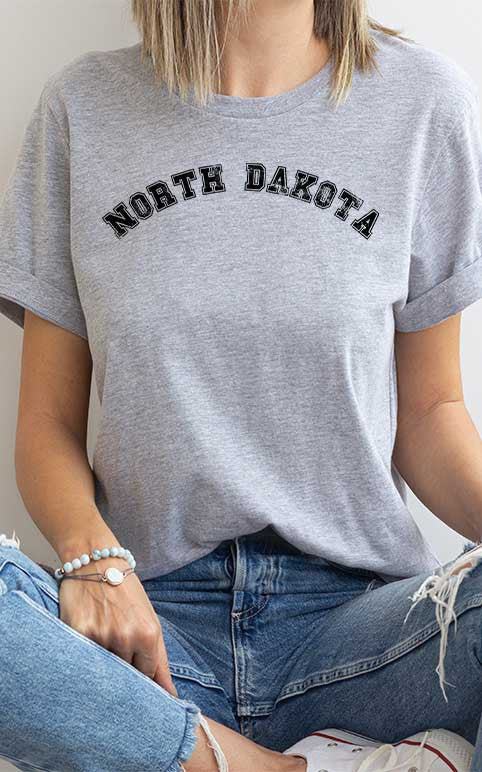 Distressed Varsity North Dakota State Graphic Tee (Heather Grey)