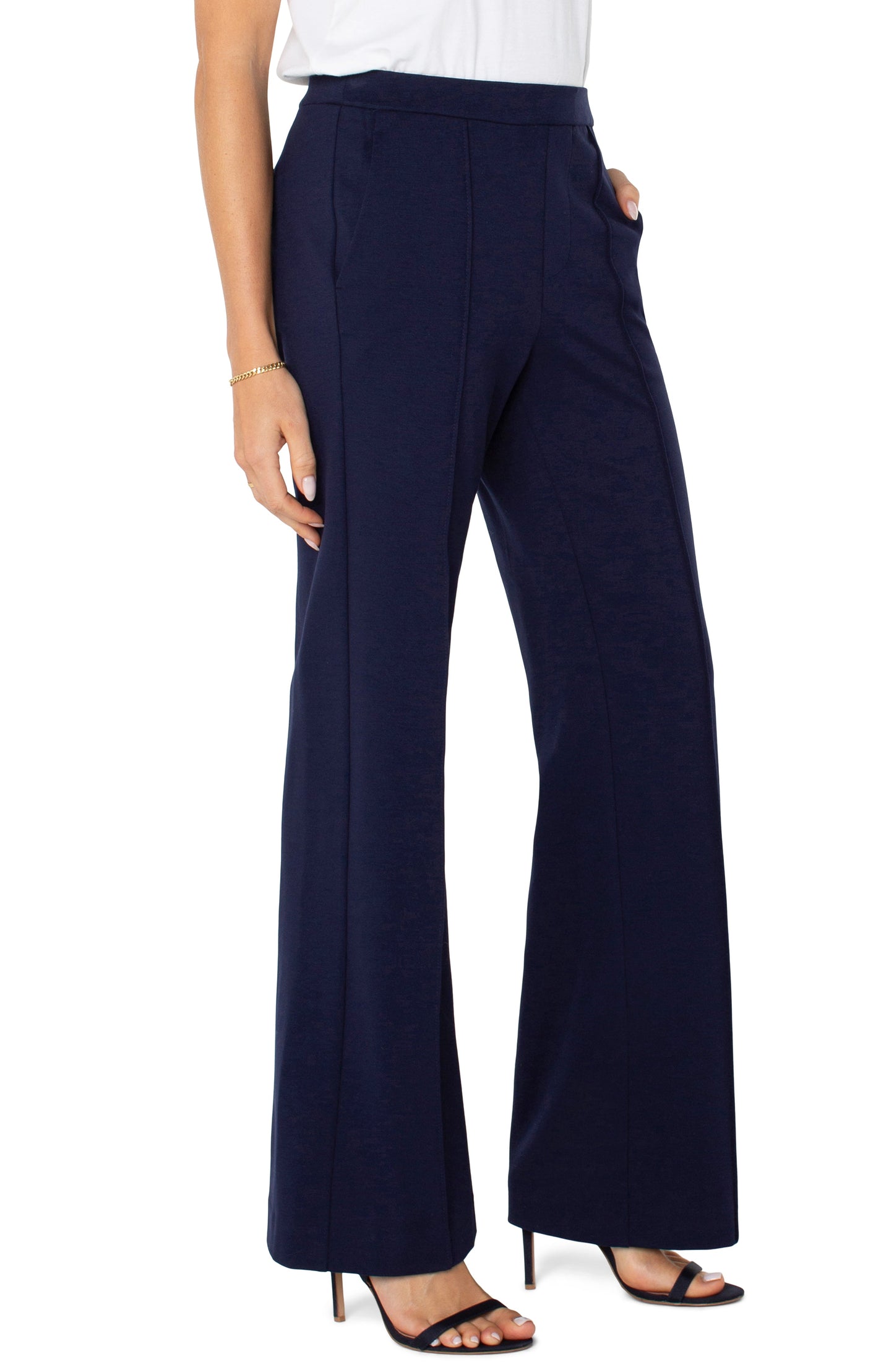 Liverpool Kayla Pull on Wide Leg Trouser (31" Inseam) (Cadet Blue)