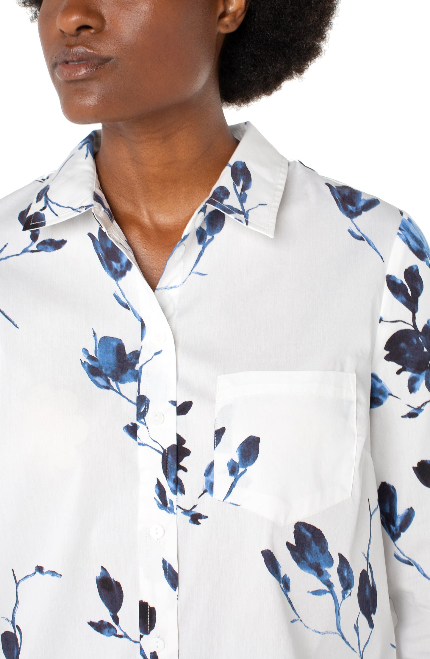 Liverpool Button Front Woven Shirt (Indigo Rose)