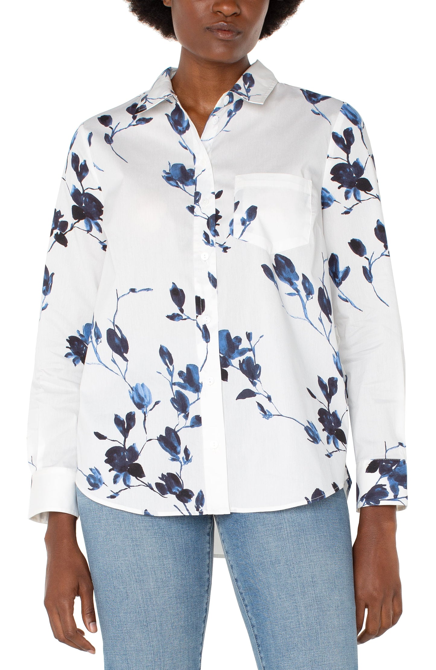 Liverpool Button Front Woven Shirt (Indigo Rose)
