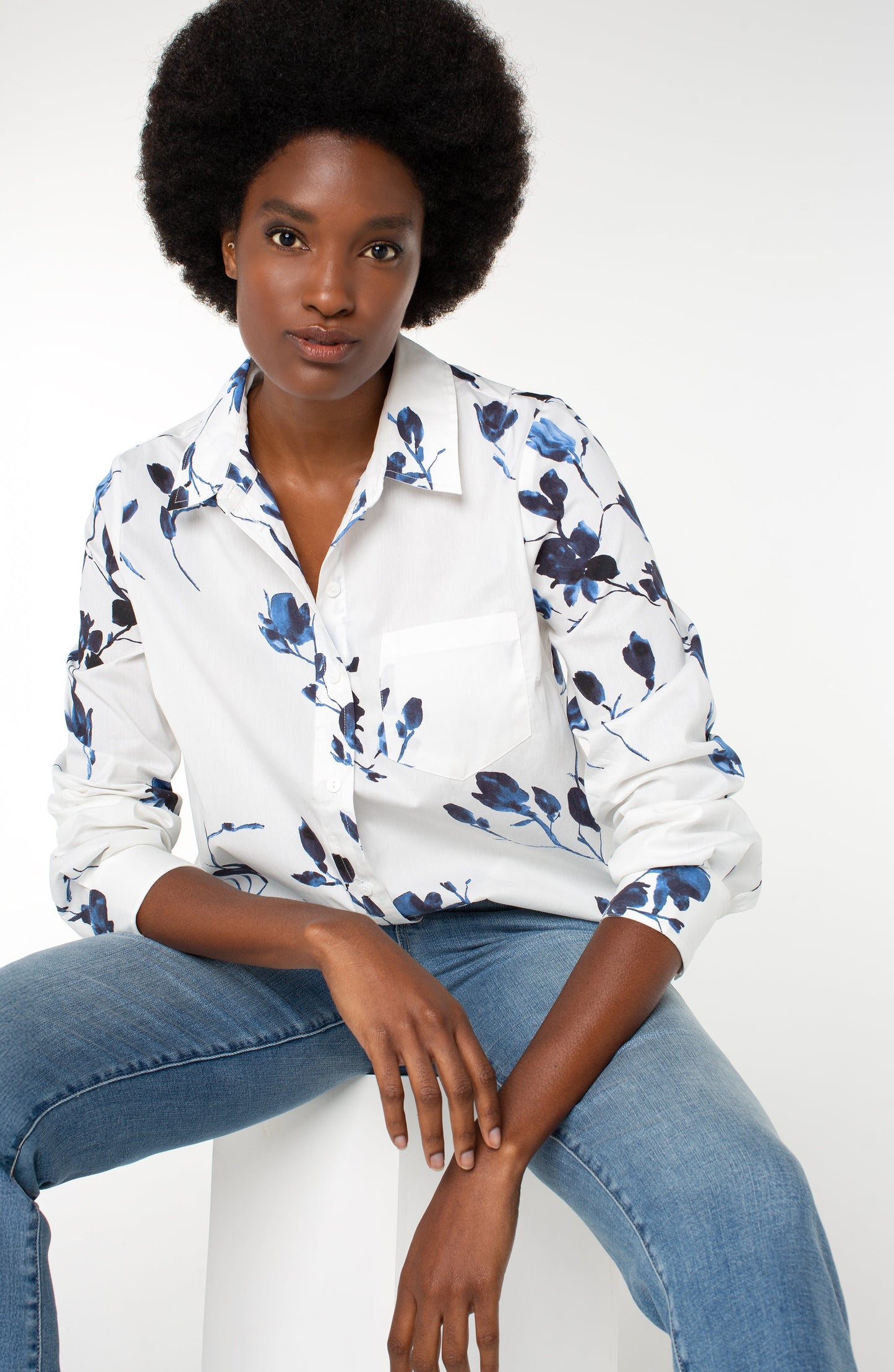 Liverpool Button Front Woven Shirt (Indigo Rose)