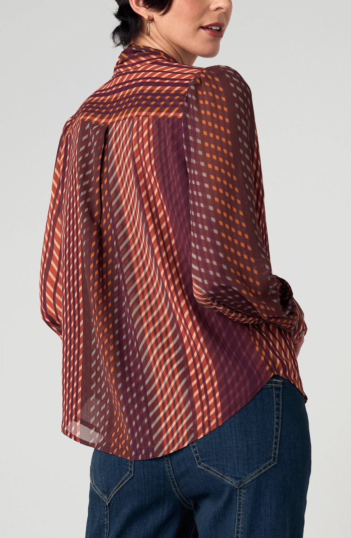 Liverpool Long Sleeve Woven Blouse W/ Neck Tie