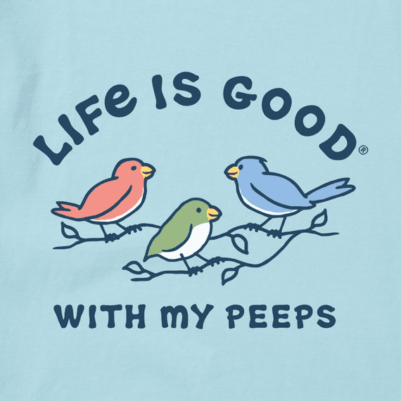 Life is Good Women's Bluebird Peeps Short Sleeve Tee (Beach Blue)