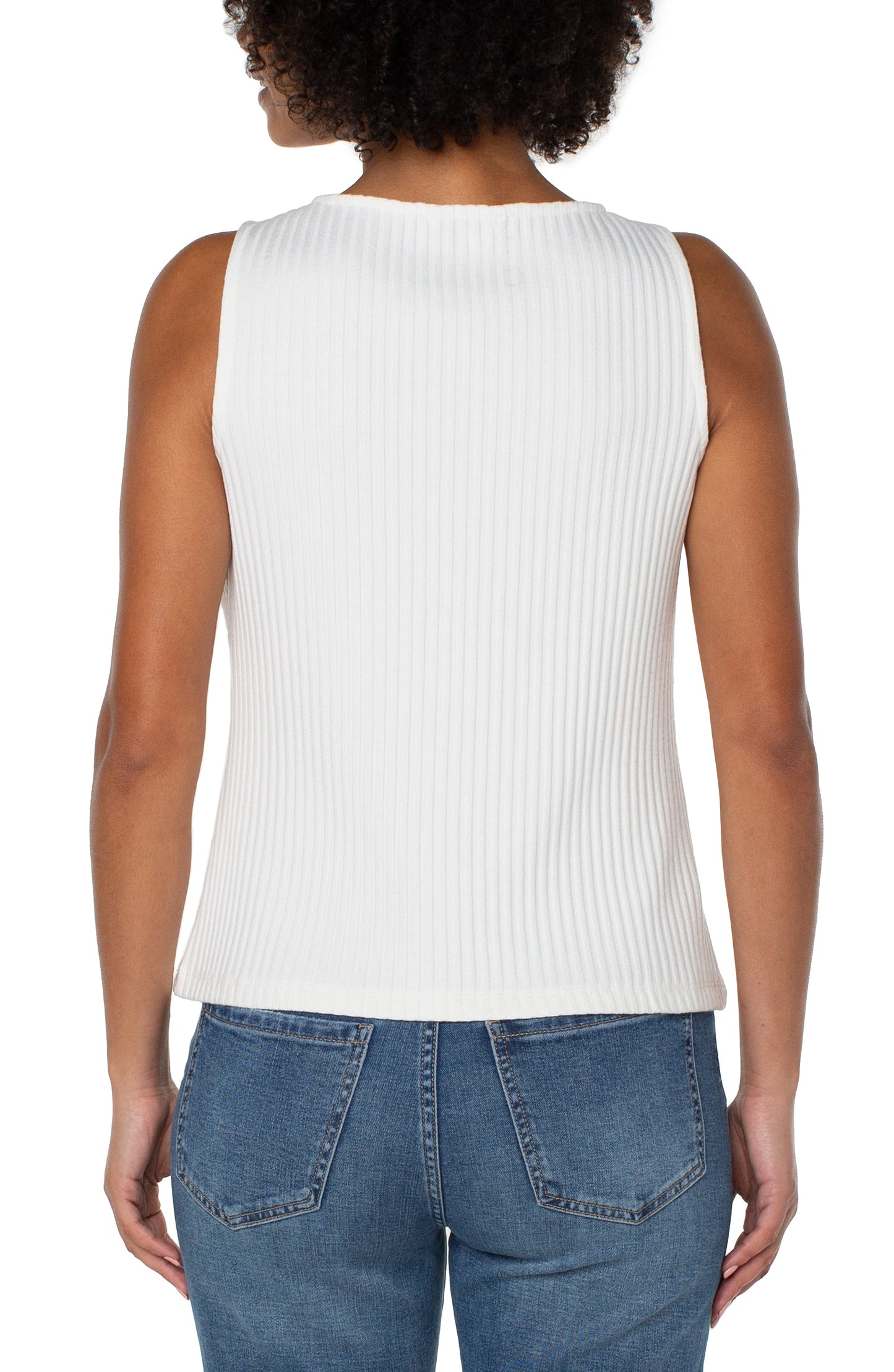 Liverpool Sleeveless High Boatneck Knit Top (Snow)