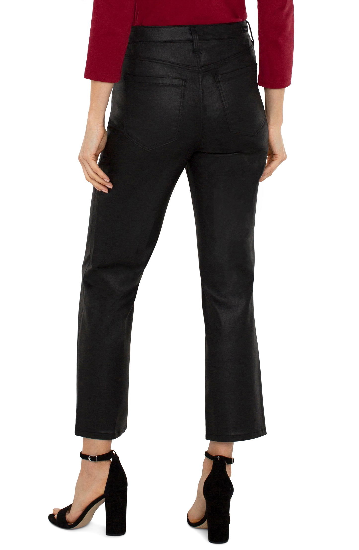 Liverpool Kennedy High Rise Crop Straight (27" inseam) (Coated Black)