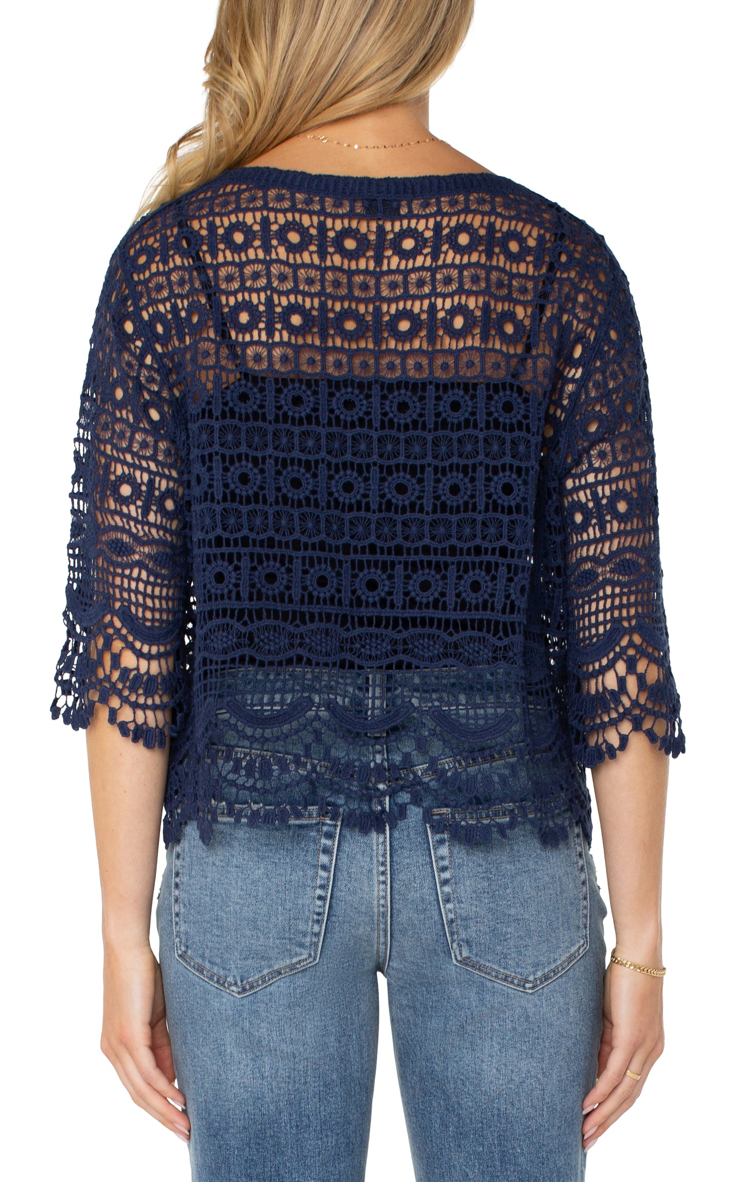 Liverpool Short Sleeve Lace Bolero (Navy)