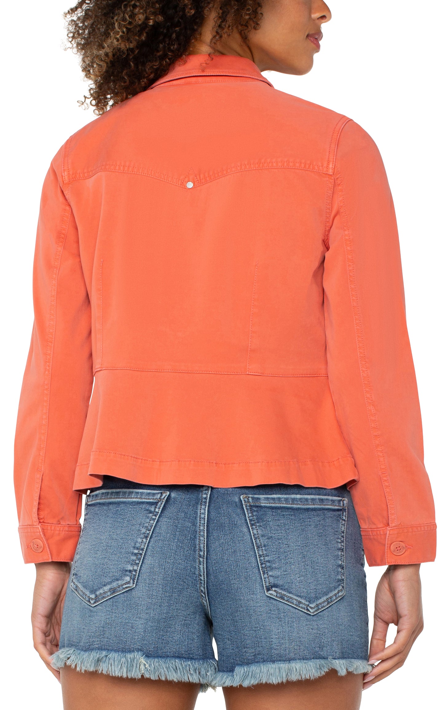 Liverpool Peplum Hem Trucker Jacket (Papaya)