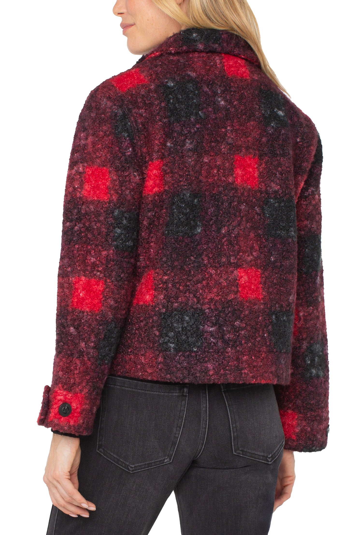 Liverpool Button Front Boxy Shacket (Red Black Buffalo Check)
