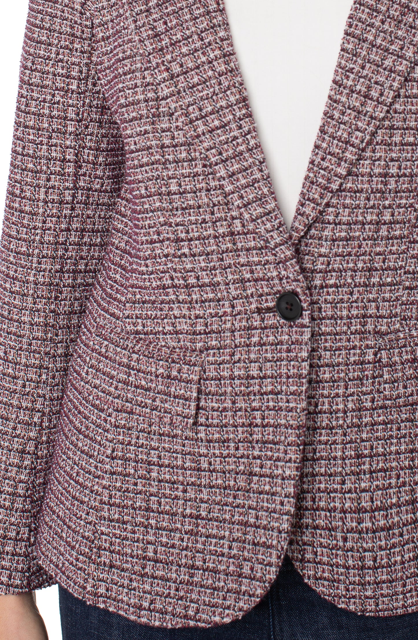 Liverpool Boyfriend Blazer with Removeable Hood (Wine Multi)