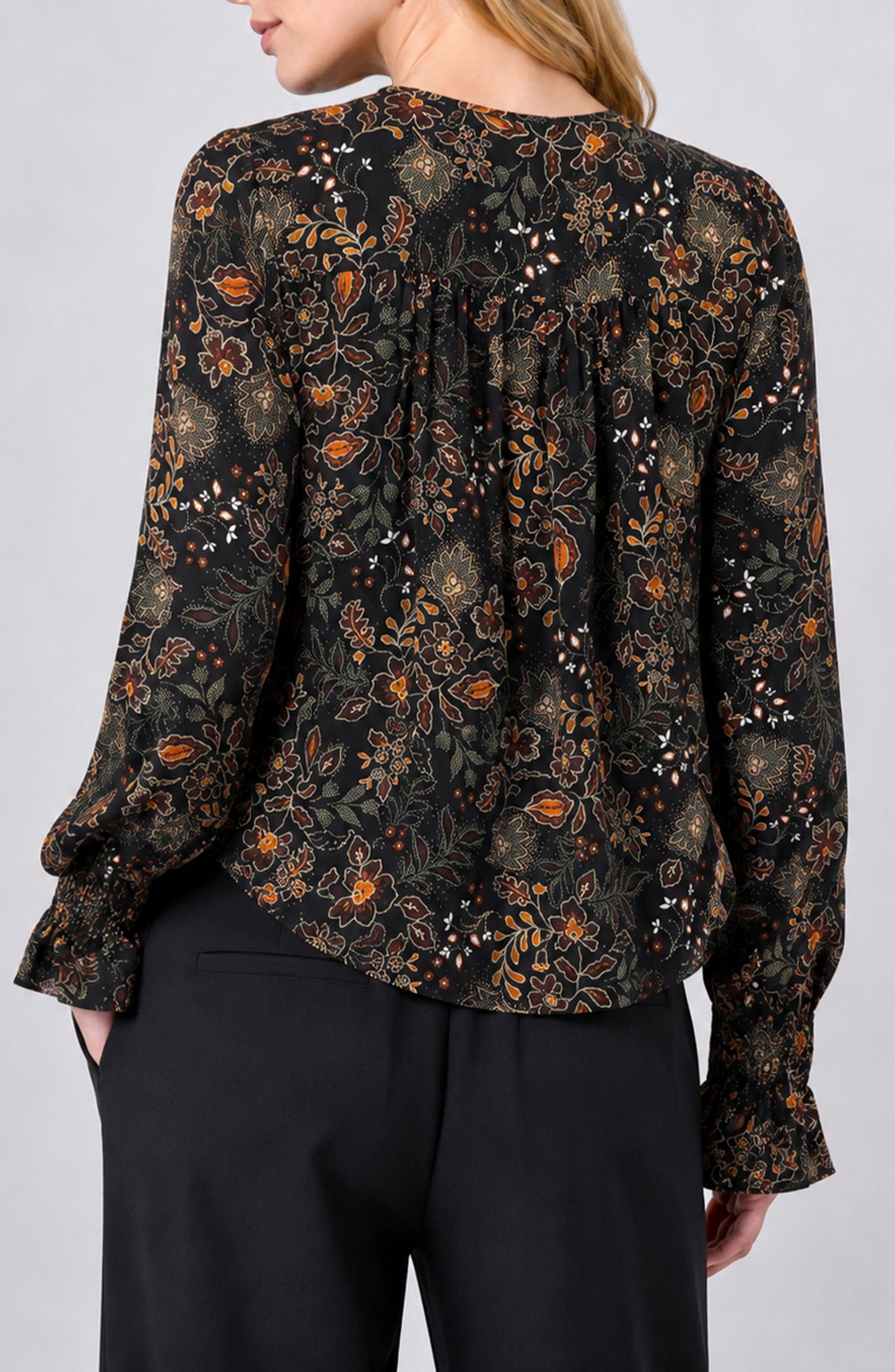 Liverpool Long Sleeve Woven Blouse W/ Pintucks