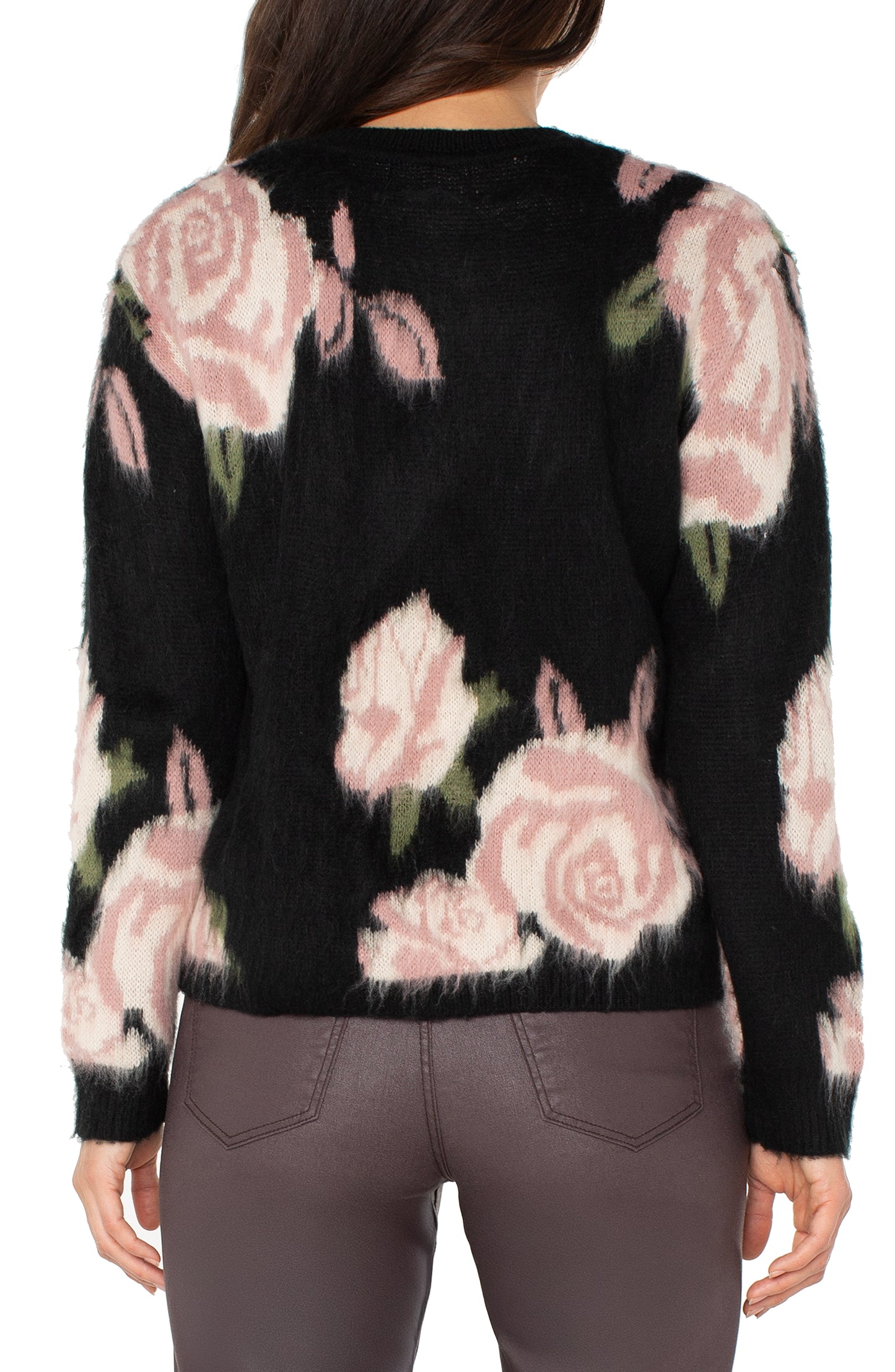 Liverpool Long Sleeve Crew Neck Dropped Shoulder Sweater (Black Floral Multi)