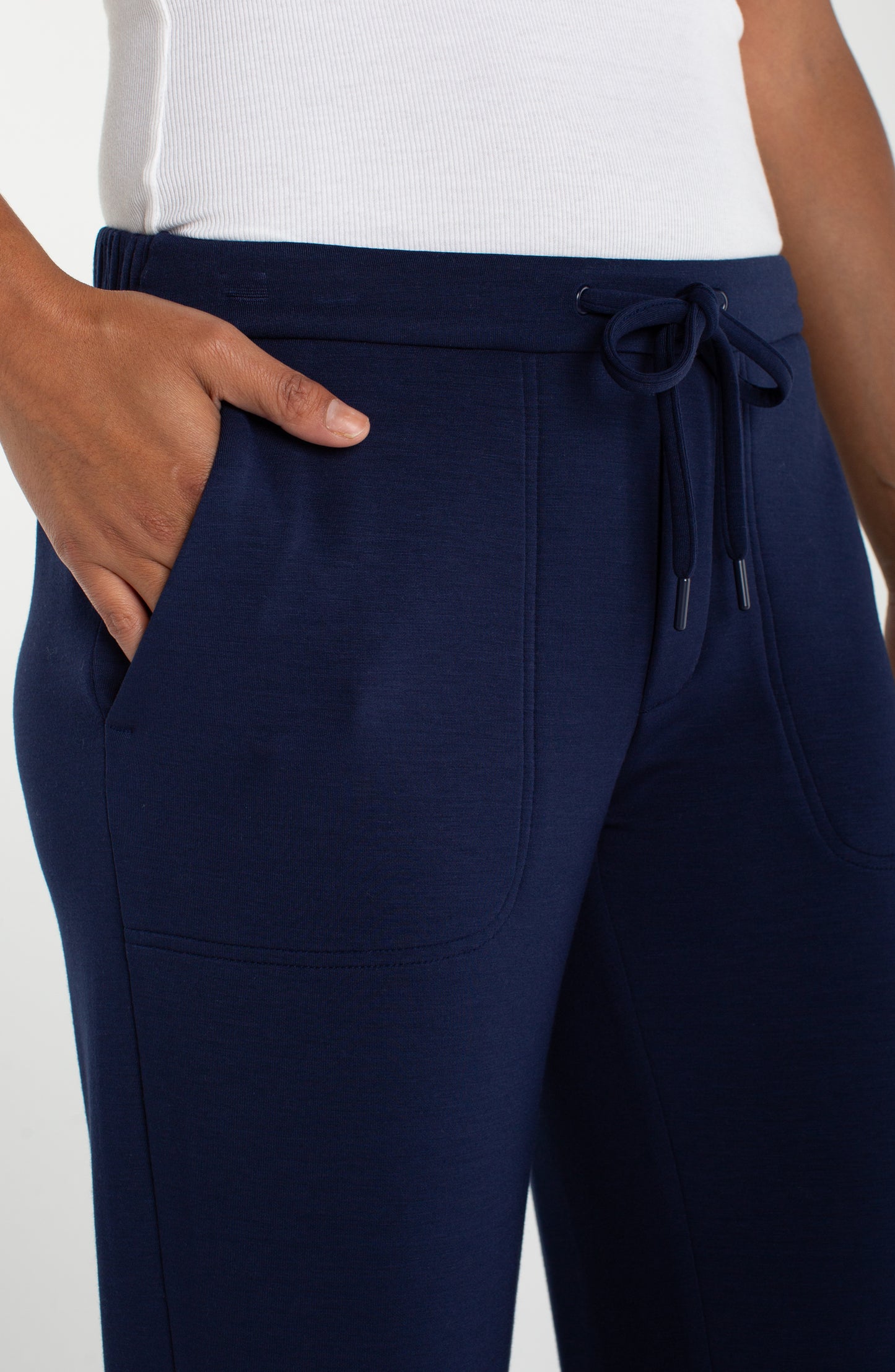 Liverpool Pull-on Wide Leg Crop Trouser (25" inseam) (Deep Midnight)