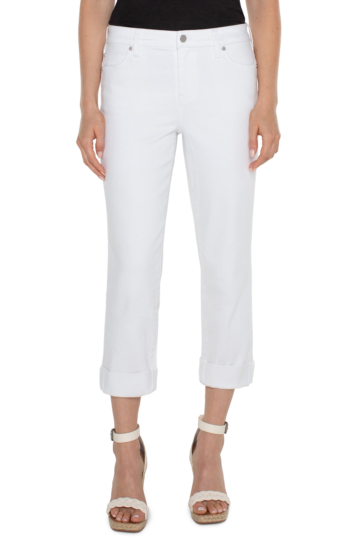 Liverpool Charlie Crop Skinny Rolled Cuff (Bright White)