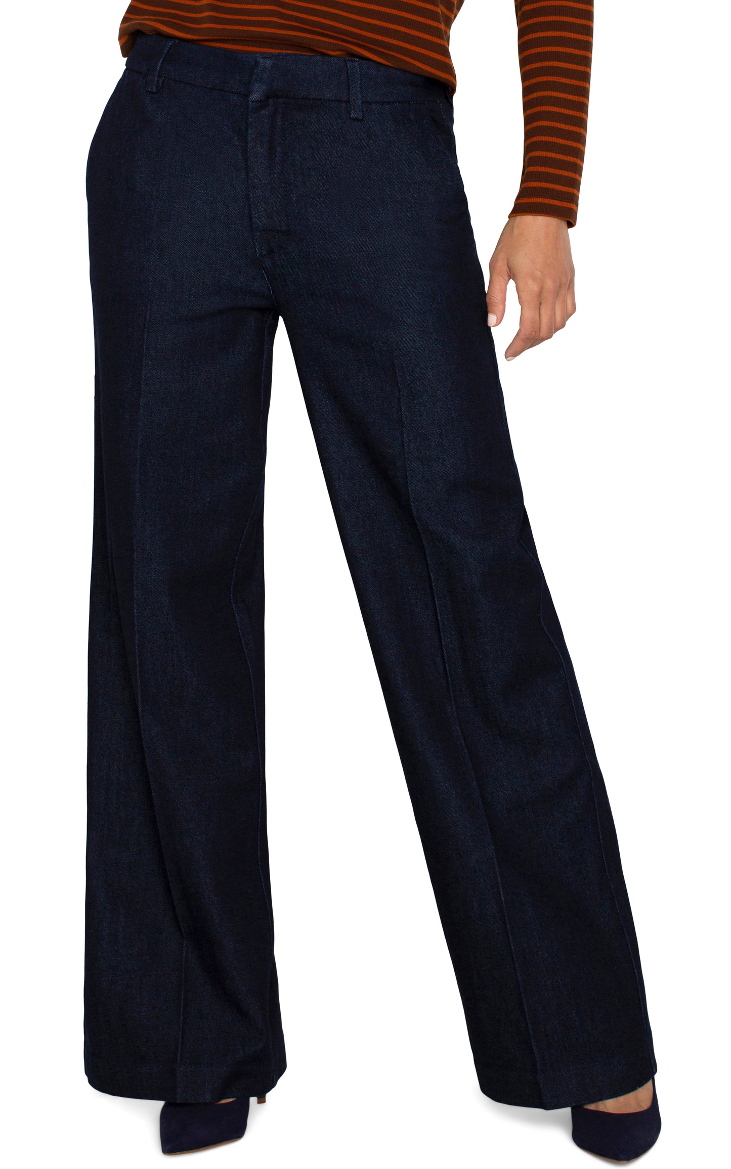 Liverpool Kelsey Wide Leg Trouser (31" inseam) (Indigo Rinse)