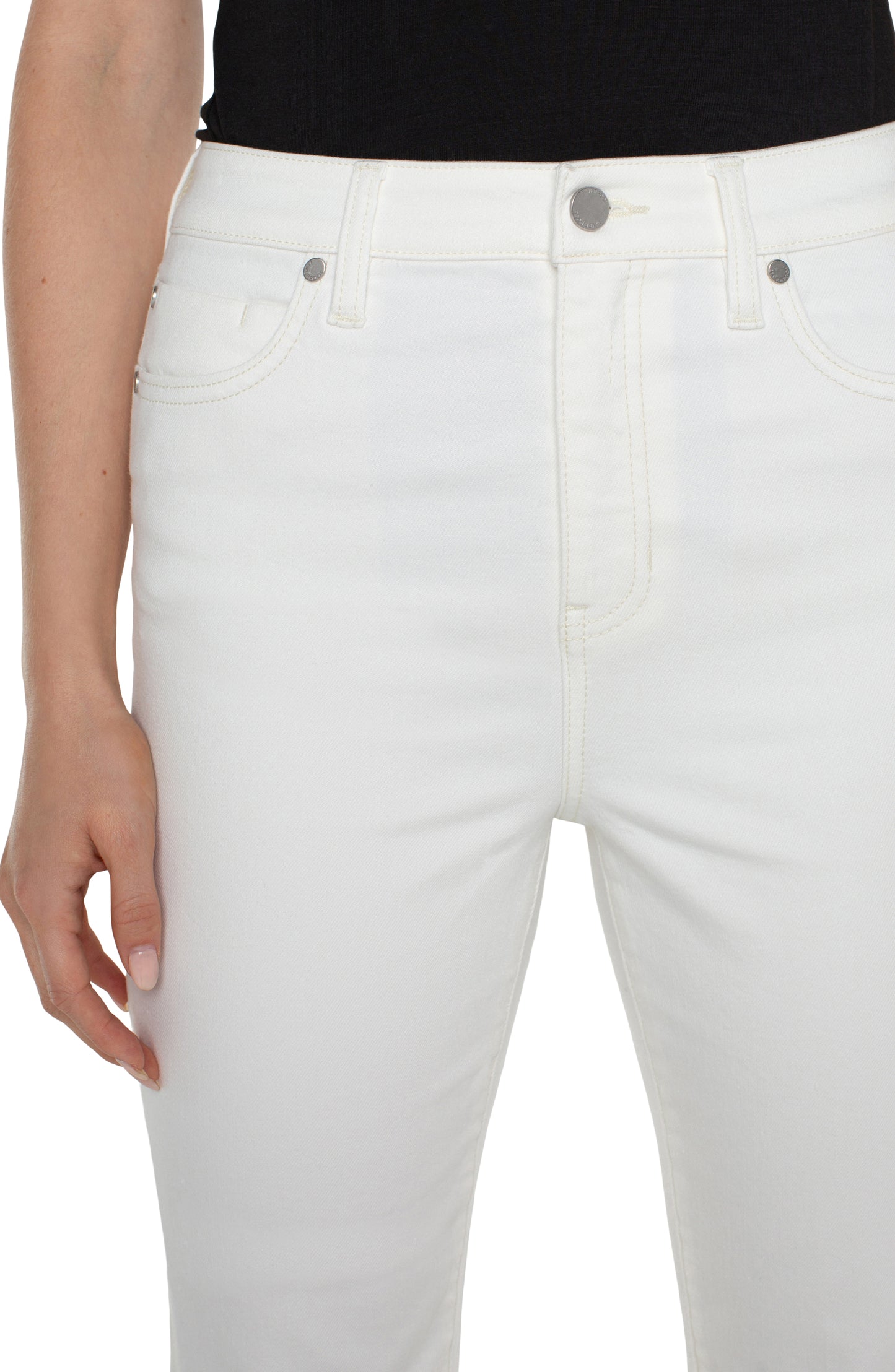 Liverpool Hannah High Rise Flare w/ Twisted Sideseam Slit (30" inseam) (Bone White)