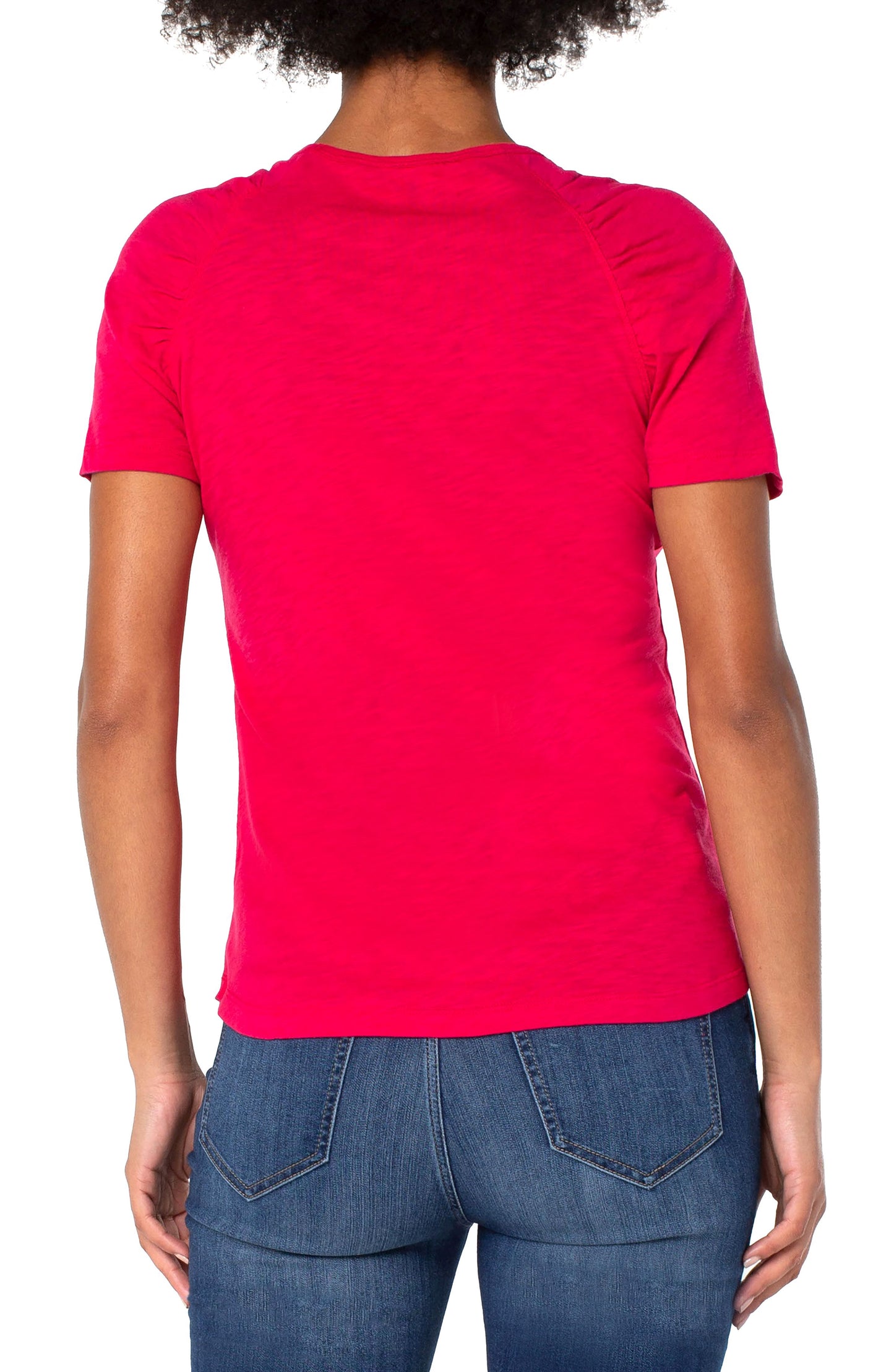 Liverpool Short Sleeve Shirred Raglan Slub Knit Tee (solid)