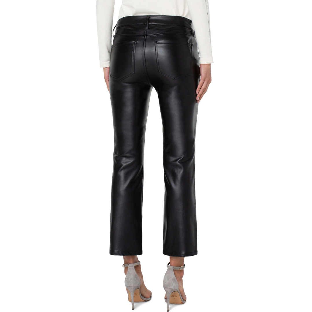 Liverpool Hannah Cropped Flare Black Pleather Pants (27" inseam)