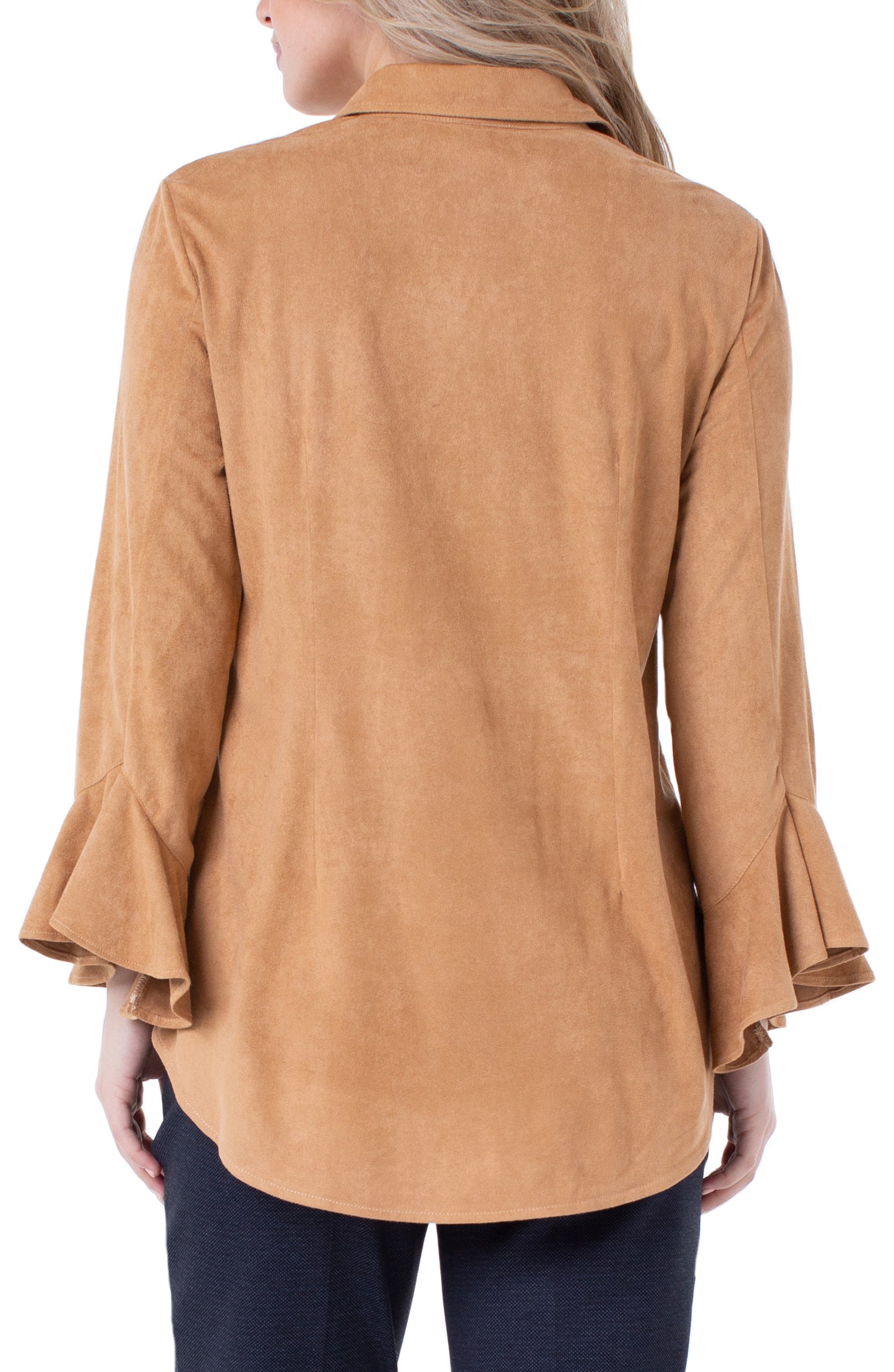 Liverpool Front Button Flounce Bell Sleeve Shirt