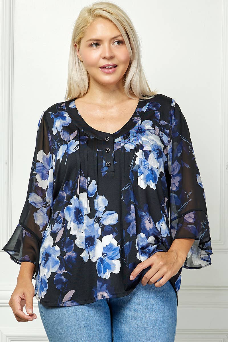Plus Size Bloom Grace Pleated Blouse