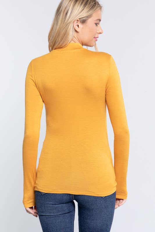 Long Sleeve Mock Neck Rayon Spandex Jersey Top