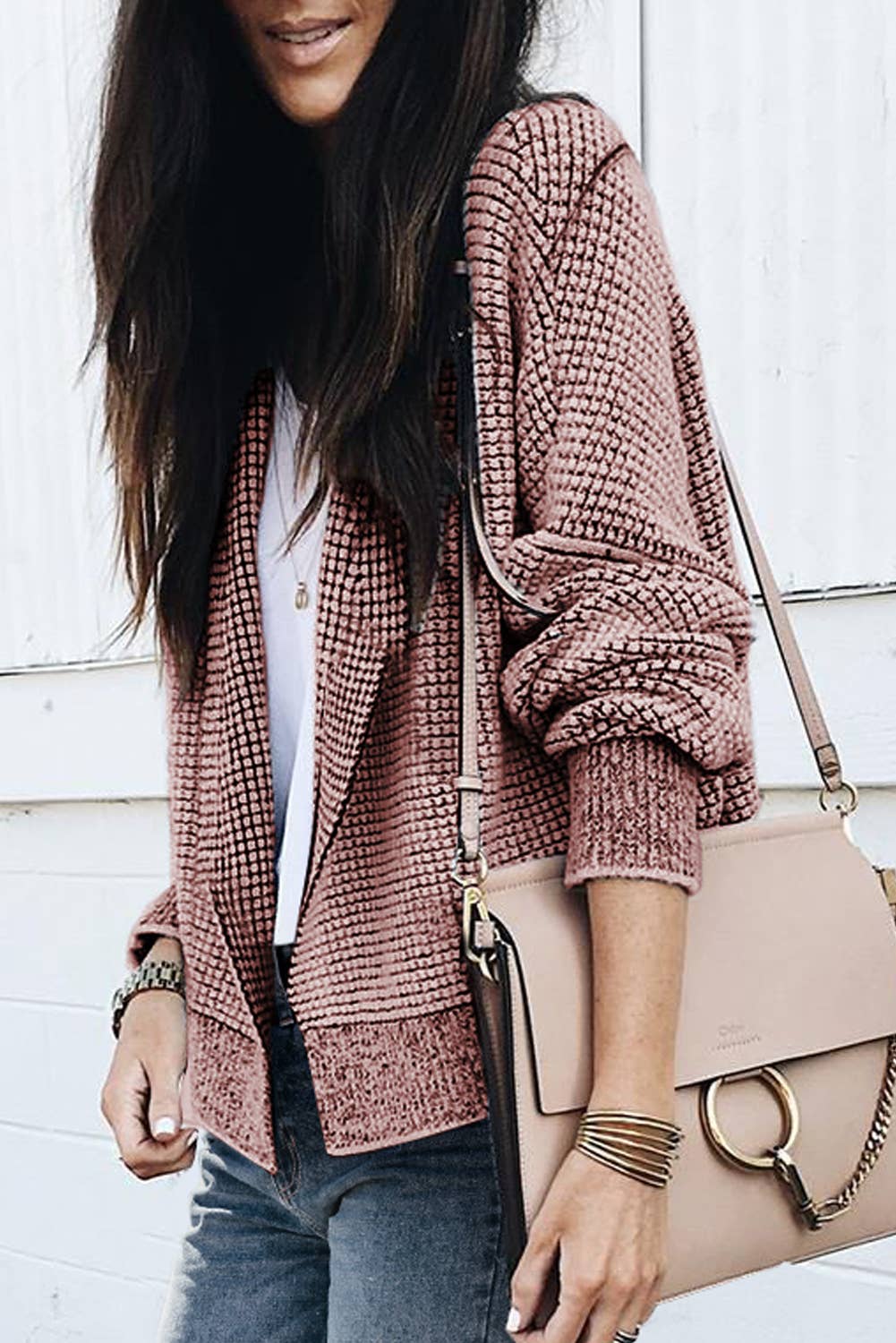 Contrast Trim Open Front Cardigan