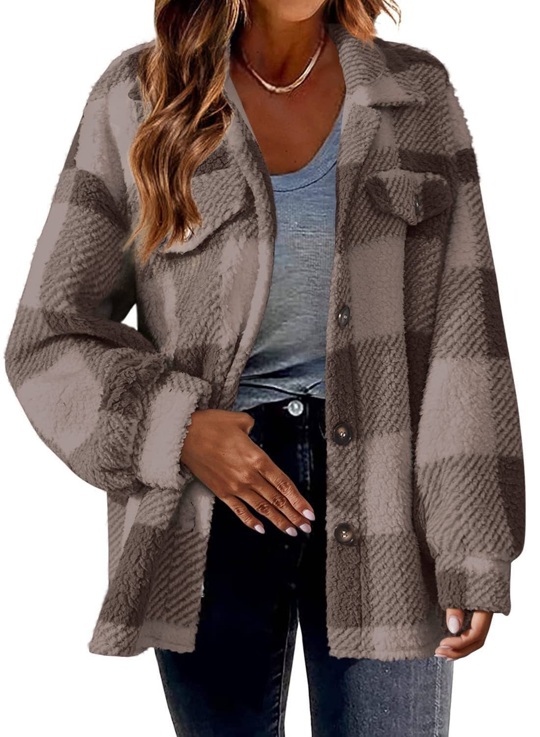 Plaid Sherpa Shacket Jacket
