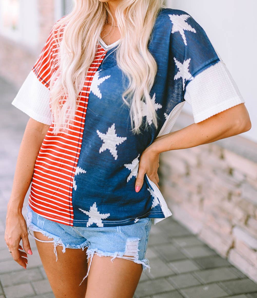 Stars And Stripes Short Sleeve Shirt (red stripes)