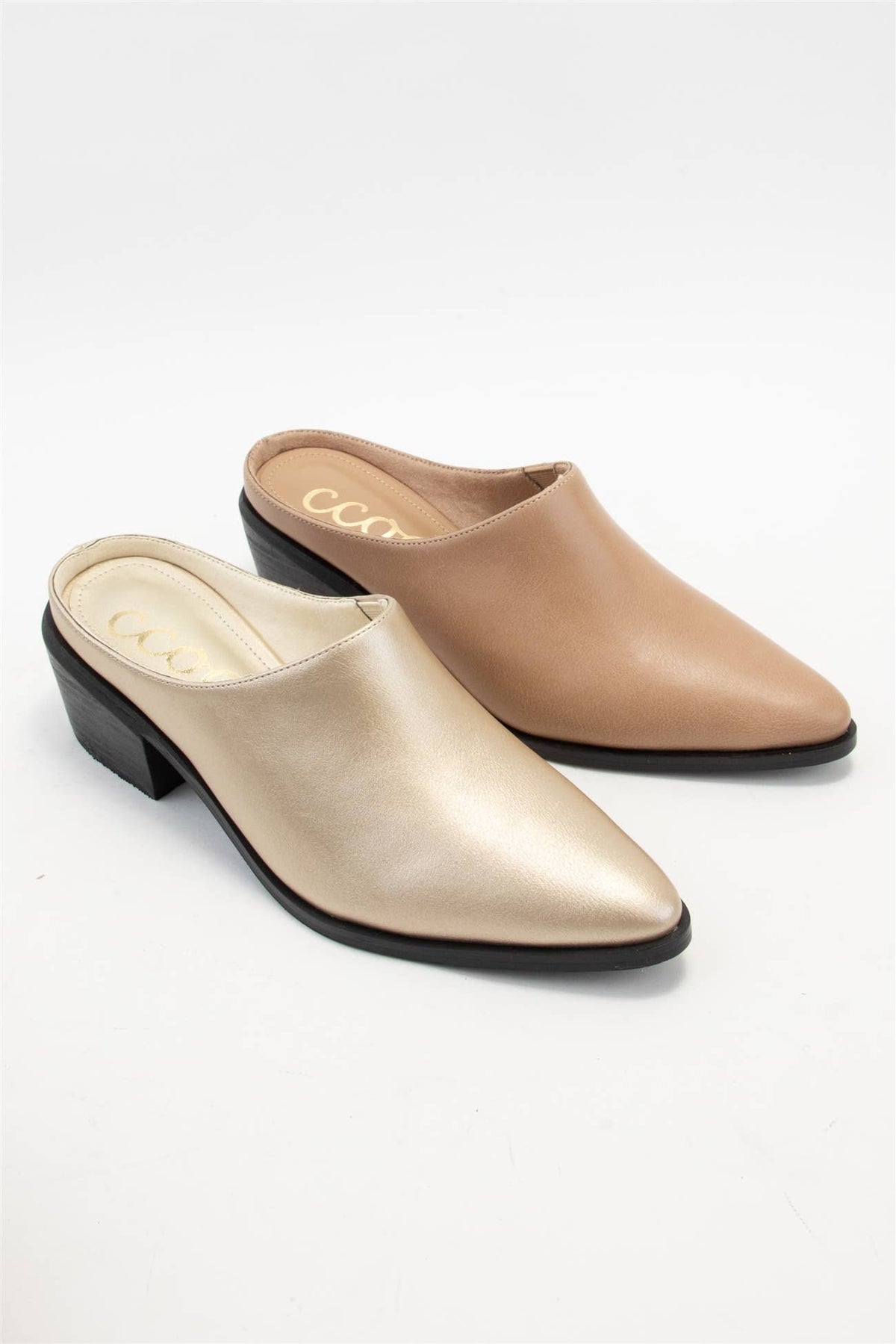 Gina Pointed Toe Mule Bootie with Stacked Heel