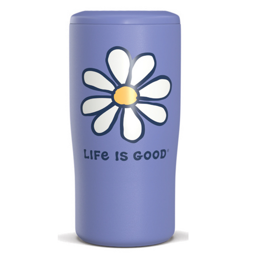 Life is Good Vintage Daisy 4-in-1 Stainless Steel Can Cooler (Cornflower Blue)