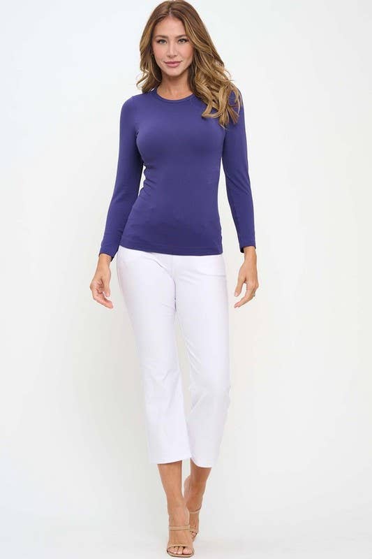 Women's Seamless Round Neck Long Sleeve Top