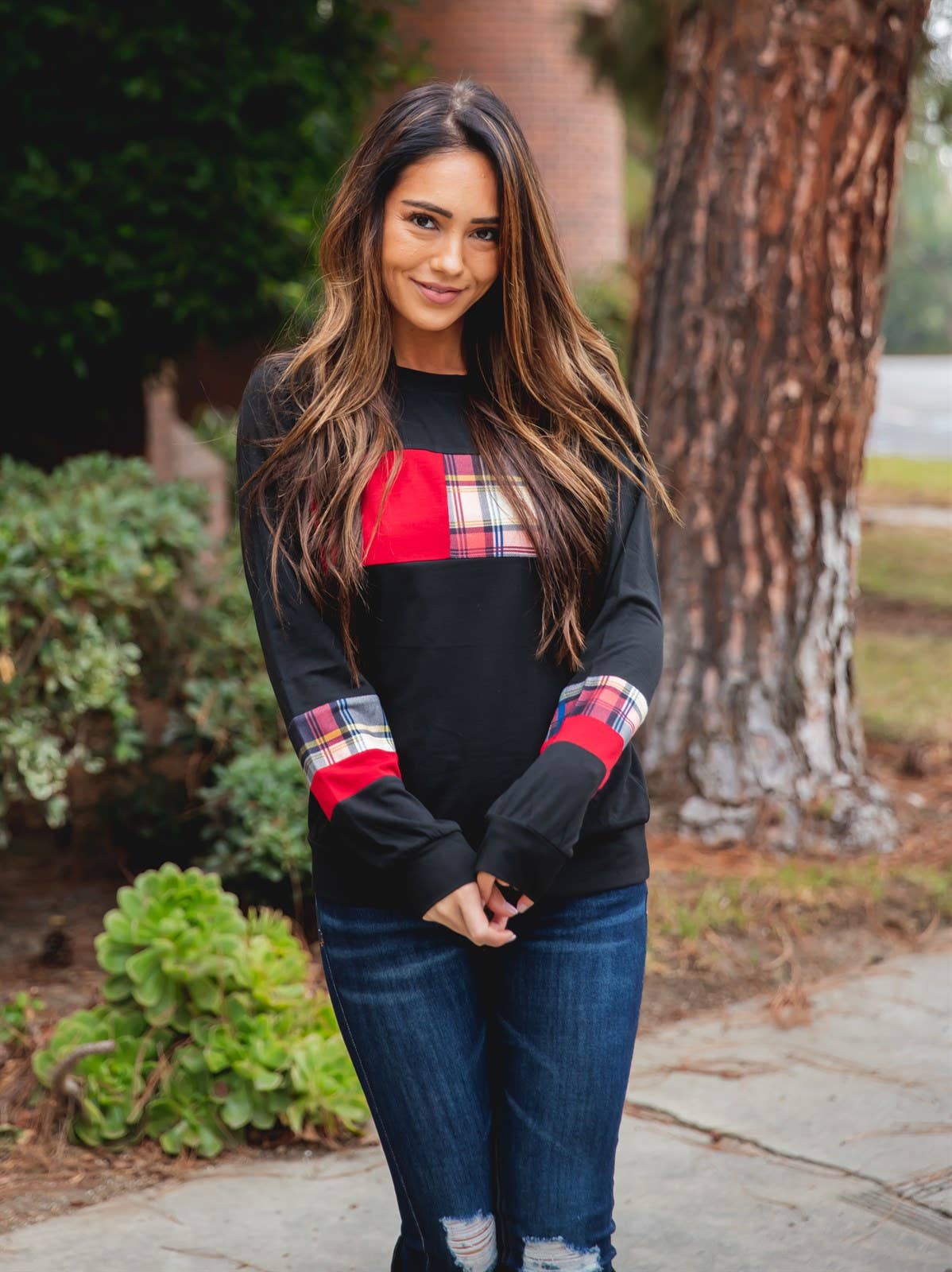 The Bonnie Colorblock Plaid Top