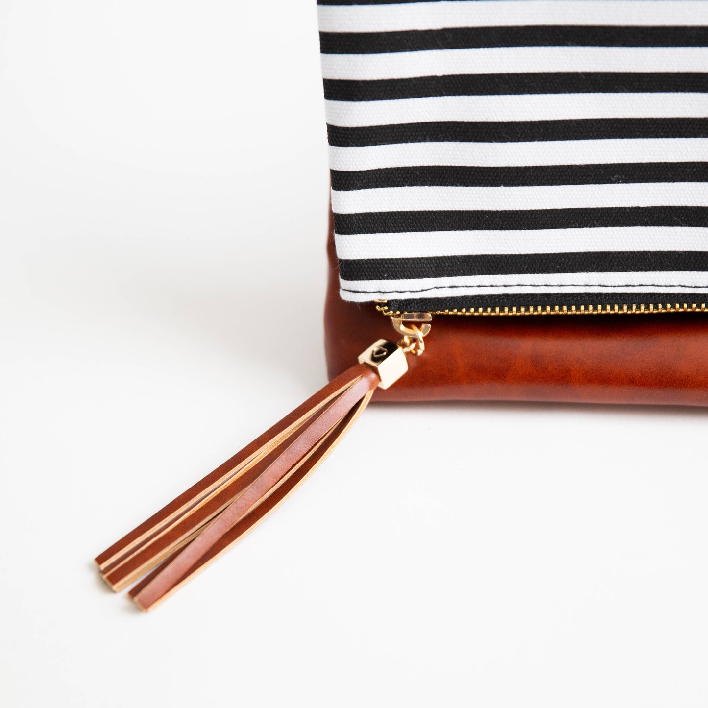 Fold Over Stripe Clutch Purse