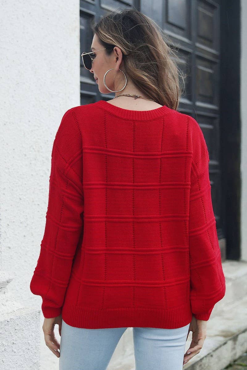 Crew Neck Long Sleeve Pullover Sweater