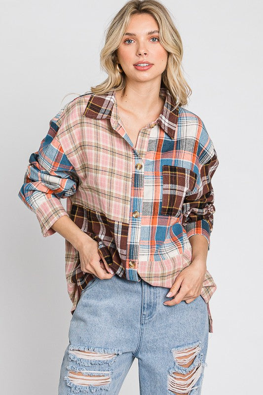 Multi Color Flannel Top