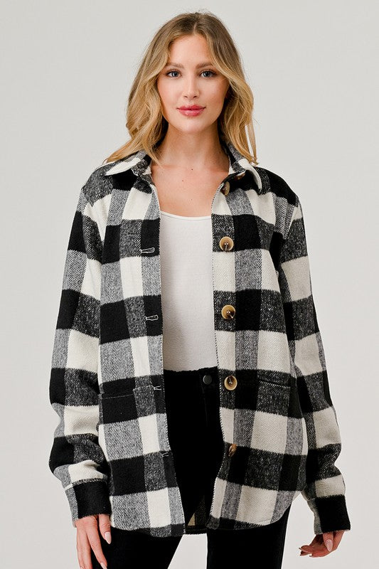 Plaid Flannel Jacket with Front Pockets