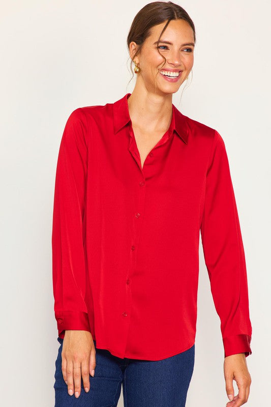 Recycled Satin Classic Button-down Blouse