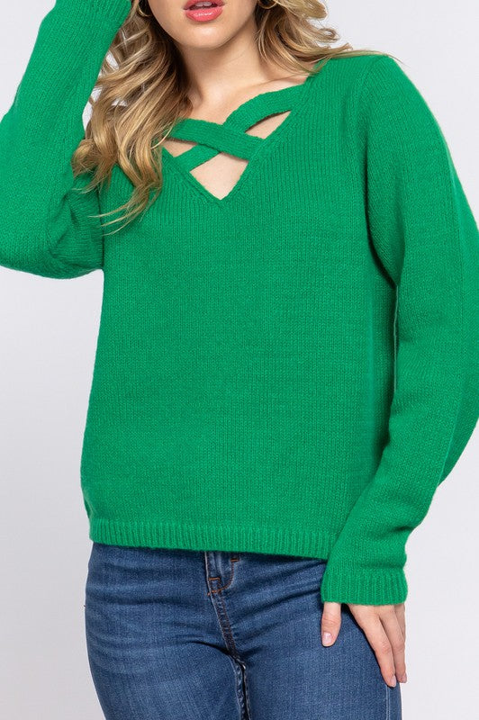 X Strap V-Neck Sweater