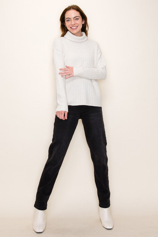 Wide Ribbed Turtleneck Sweater
