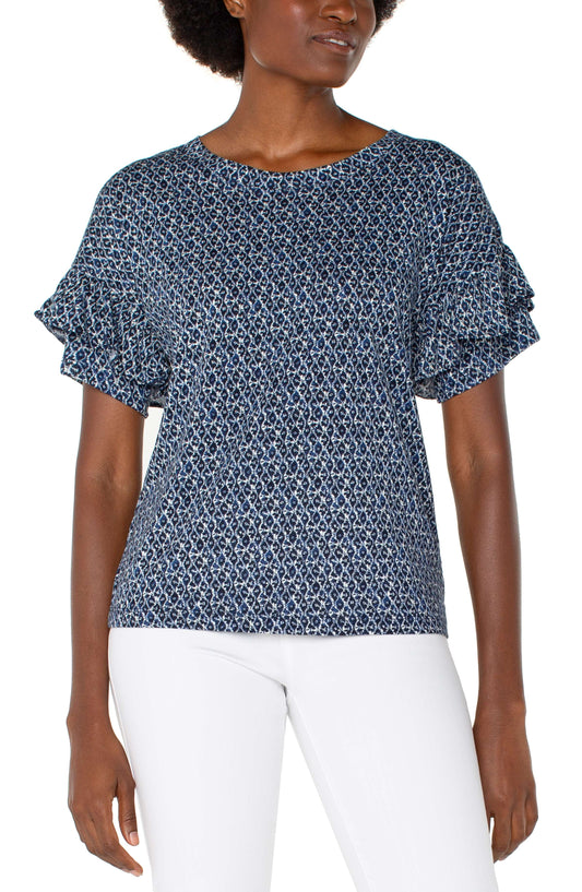 1/2 Sleeve Drop Shoulder with Ruffle front