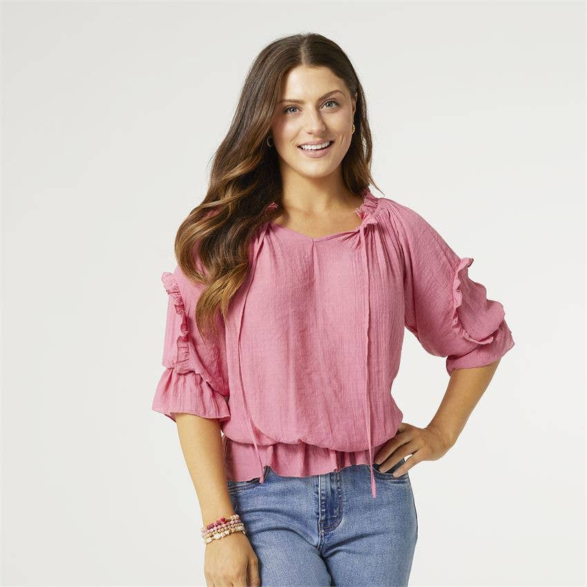 Renata Top with Ruffle Sleeves