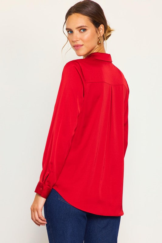 Recycled Satin Classic Button-down Blouse