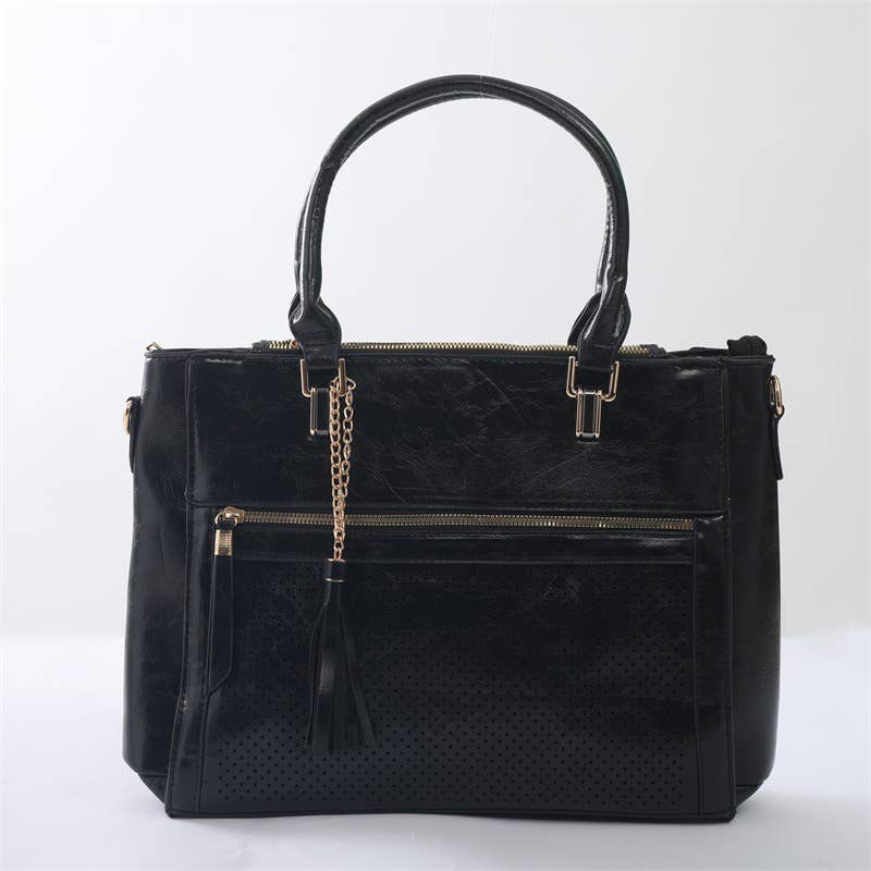 Faux Leather Satchel Bag