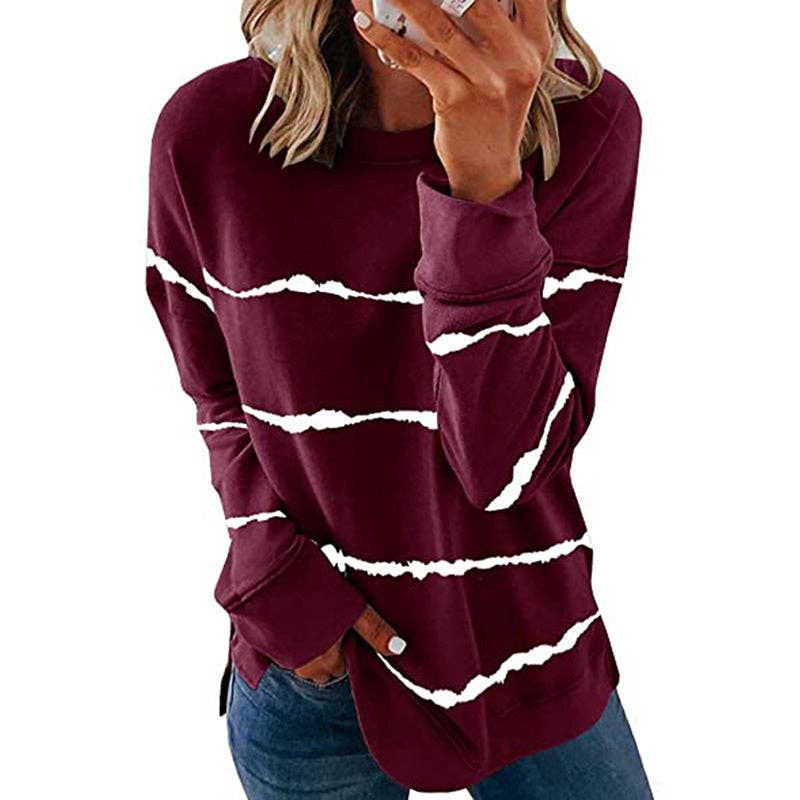 Striped Crewneck Oversized Casual Top