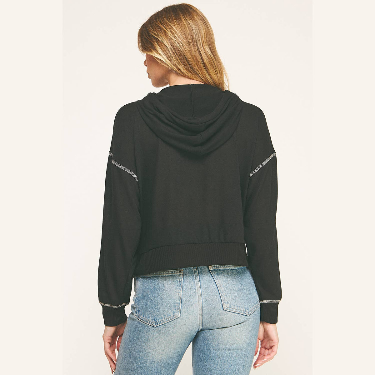 Urban Cozy Cuffed Hoodie Cropped Pullover