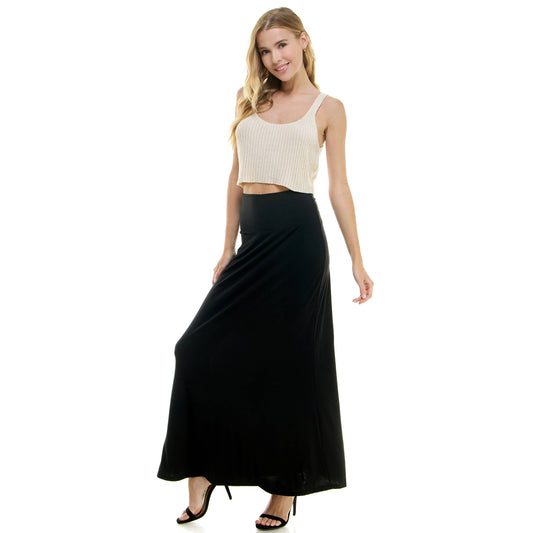 High Waist Maxi Basic Skirt